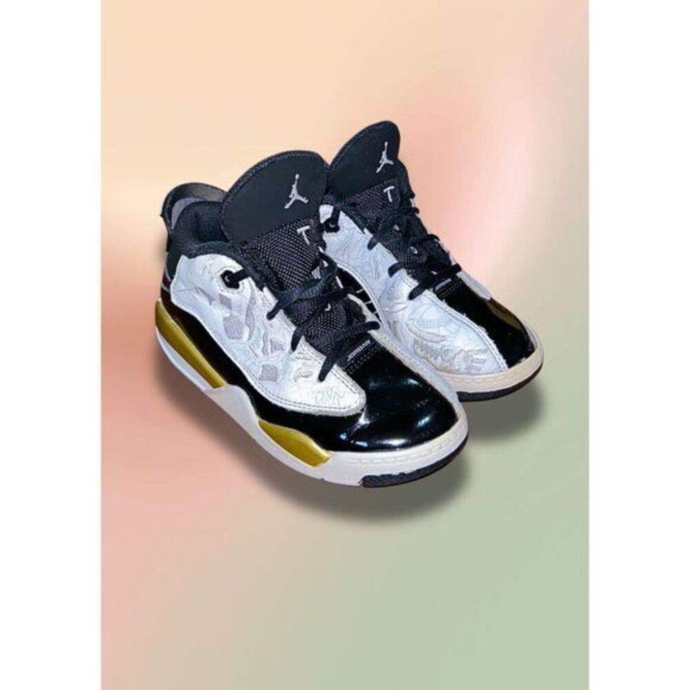 Nike Air Jordan Dub Zero TD White Black Metallic Gold Toddler Size 10C